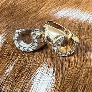 Gold Or Silver Tone Horseshoe CZ Ring Set Size 3.75. 18KHGE